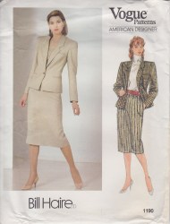 1190 VOGUE BILL HAIRE LINED PANEL 1 BUTTON JACKET, SKIRT PATTERN 8